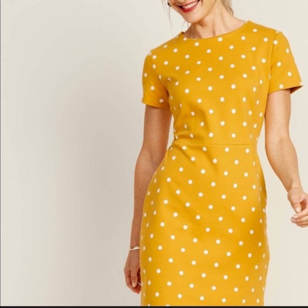 Old Navy Yellow Polka Dot Short Sleeve Casual Sheath Dress XS NWT